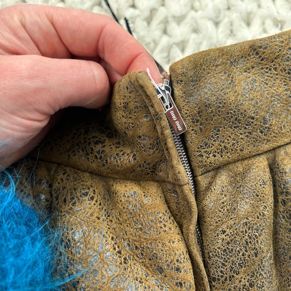 Miu Miu Brown Textured Leather & Sheep Skin Circle Skirt - Picture 11 of 15
